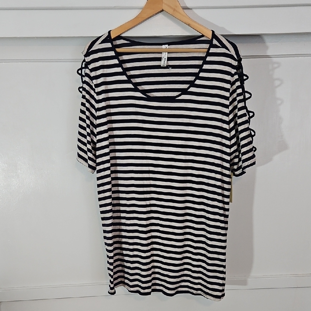 Striped Top with Shoulder Details NWT